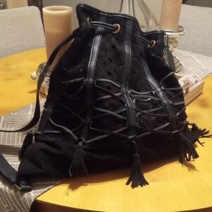 Black Drawstring Women Bag